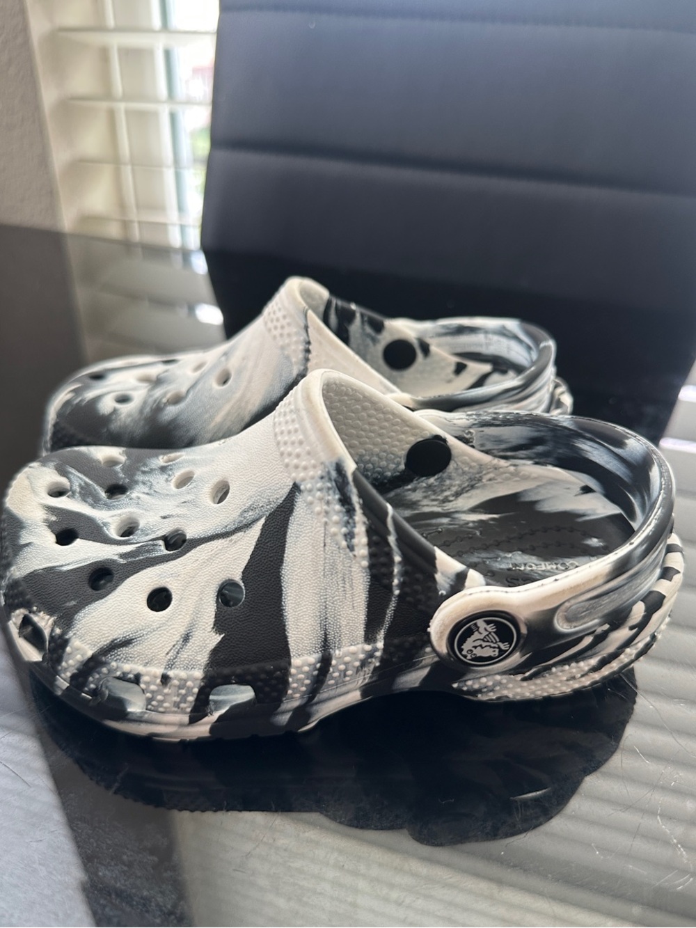 CROCS Kids Black & White Marbled Classic Clog